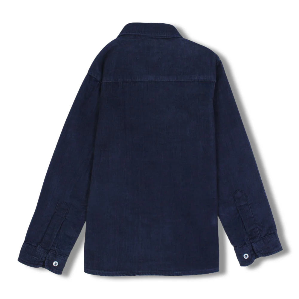 Boys Velvet Shirt – Navy - Image 2