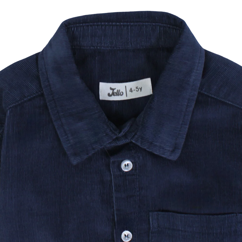 Boys Velvet Shirt – Navy - Image 3