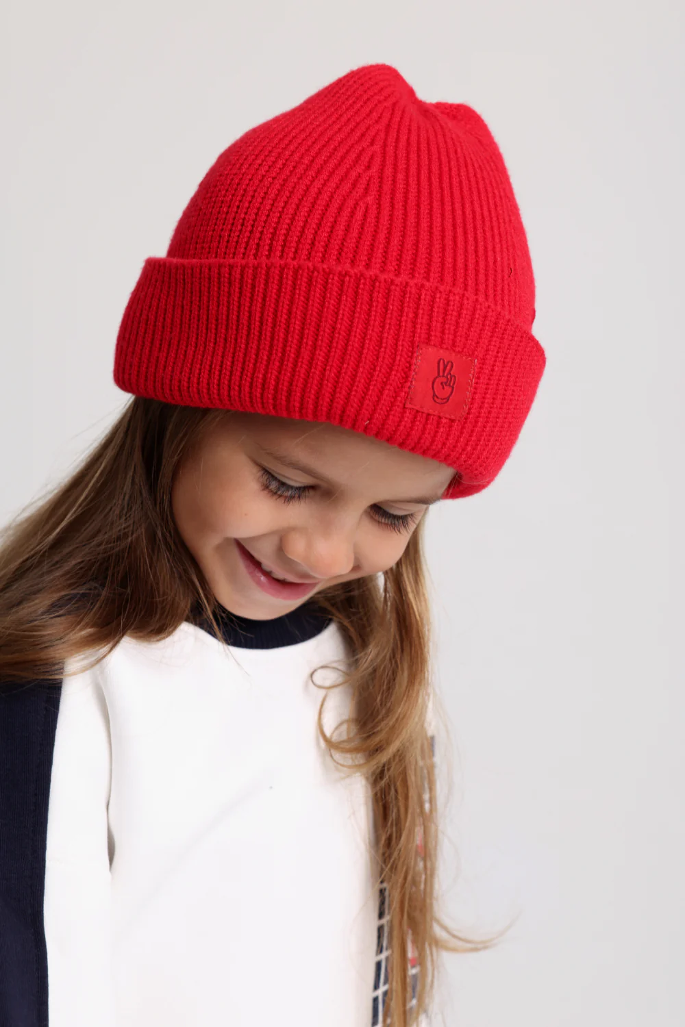 Unisex Cozy Blend Ice Cap – Red with Victory Sign Print - Image 6