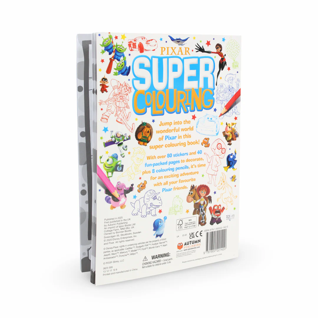 Igloo Books Disney Pixar Super Colouring Book + 8 Color Pencils - Image 3