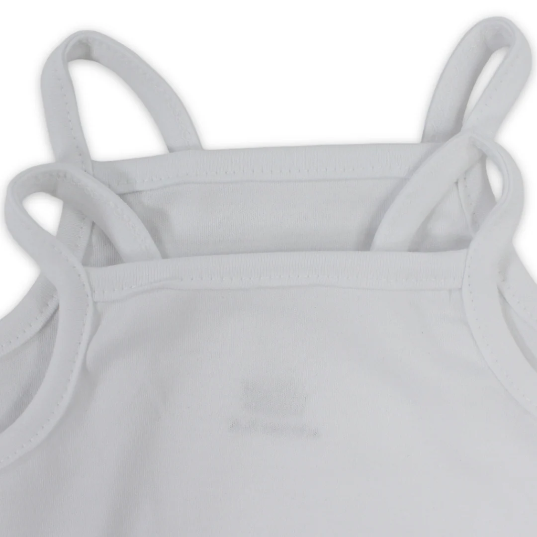 Baby Girls Cotton Sleeveless Bodysuit – White (Pack Of 2) - Image 3