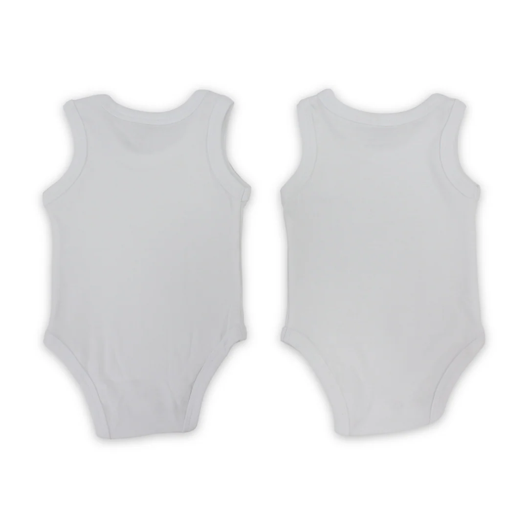 Unisex Baby Cotton Sleeveless Bodysuit – White (Pack Of 2) - Image 2