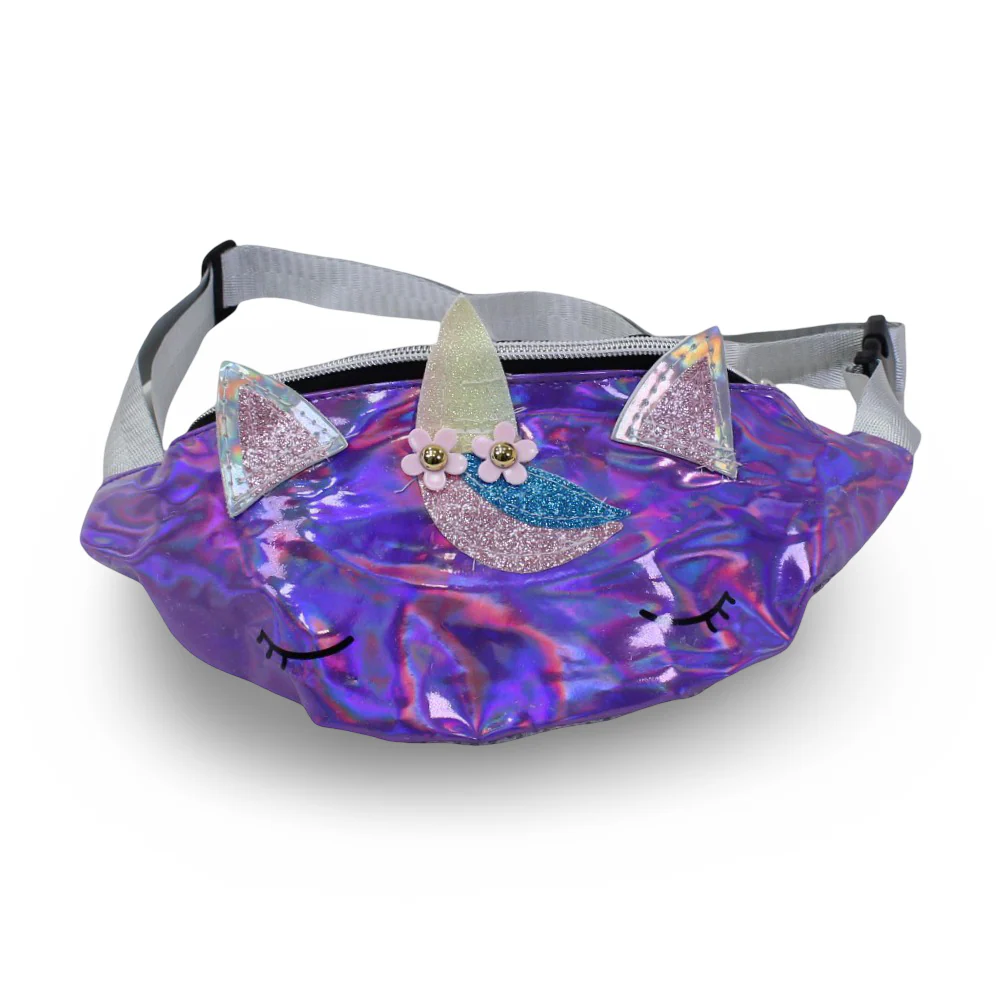Waist Bag – Shiny Purple with Unicorn Design