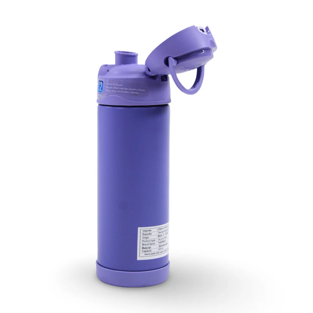 Thermos Stainless Steel Bottle with Straw 470ml – Purple - Image 2