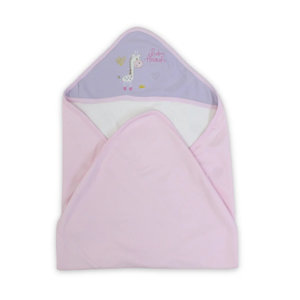 Baby Girls Cotton Baby Blanket – Giraffe Embroidery - Image 4