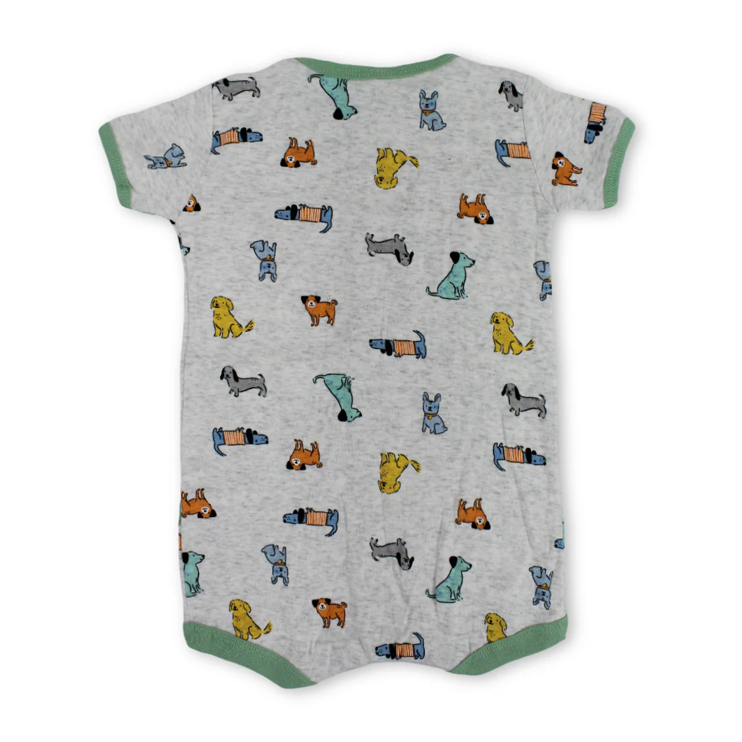 Baby Boys Cotton Romper – Off-White with Dog Embroidery - Image 2