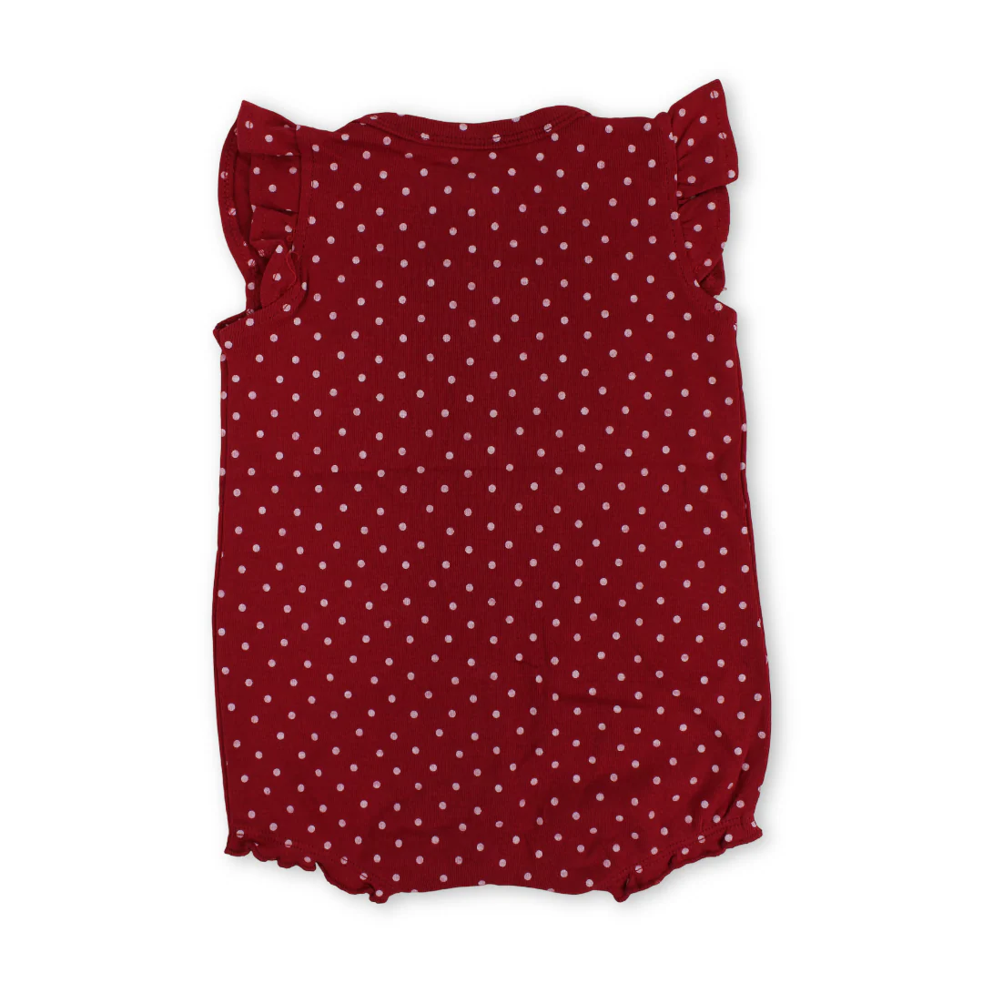 Baby Girls Cotton Romper – Red with Elephant Embroidery - Image 2