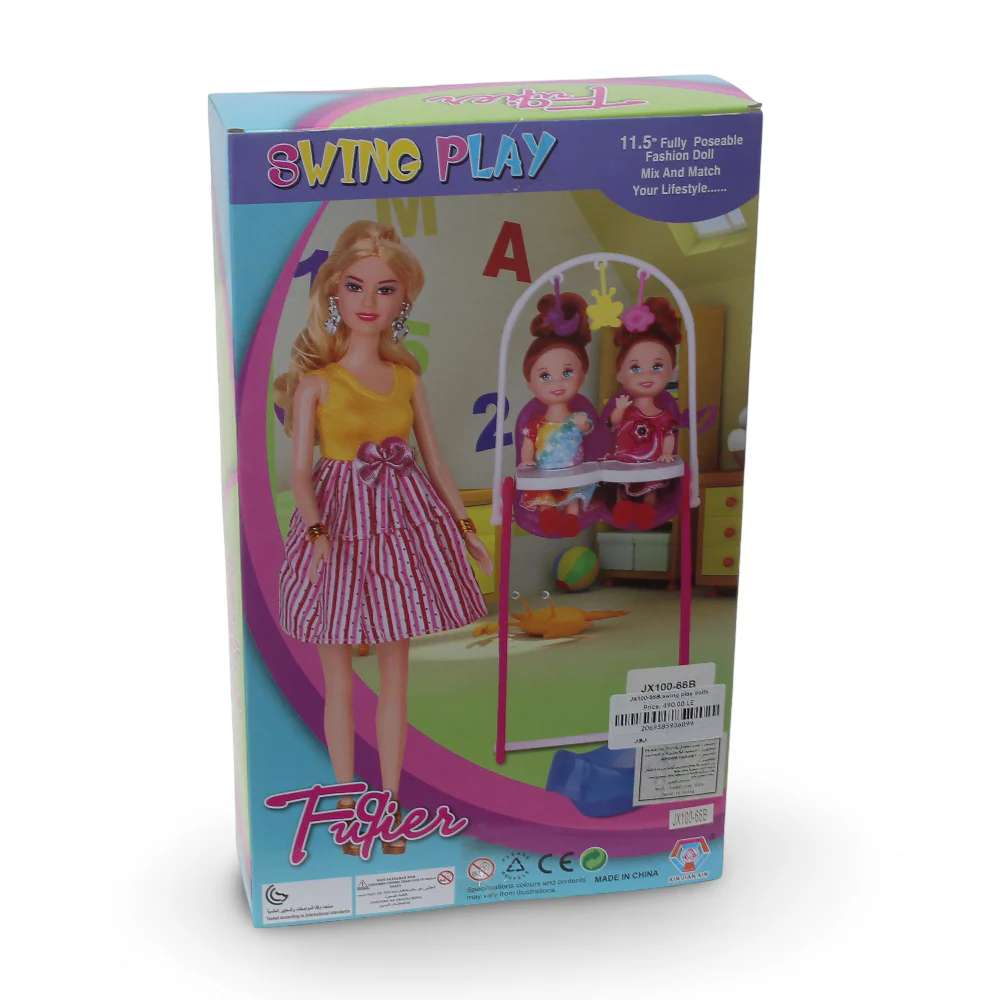 Swing Play Doll Set with Baby Stroller - Image 2