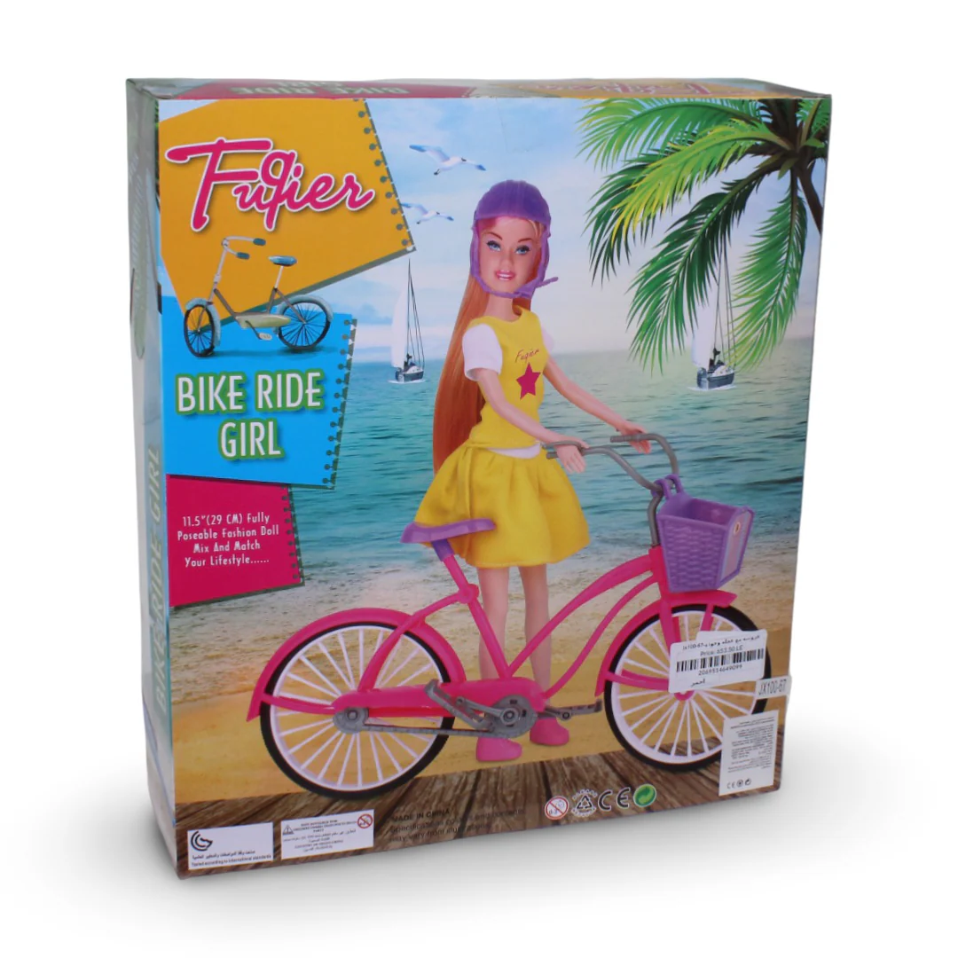 Bike Ride Girl Doll Set with Bicycle & Accessories – Red - Image 2