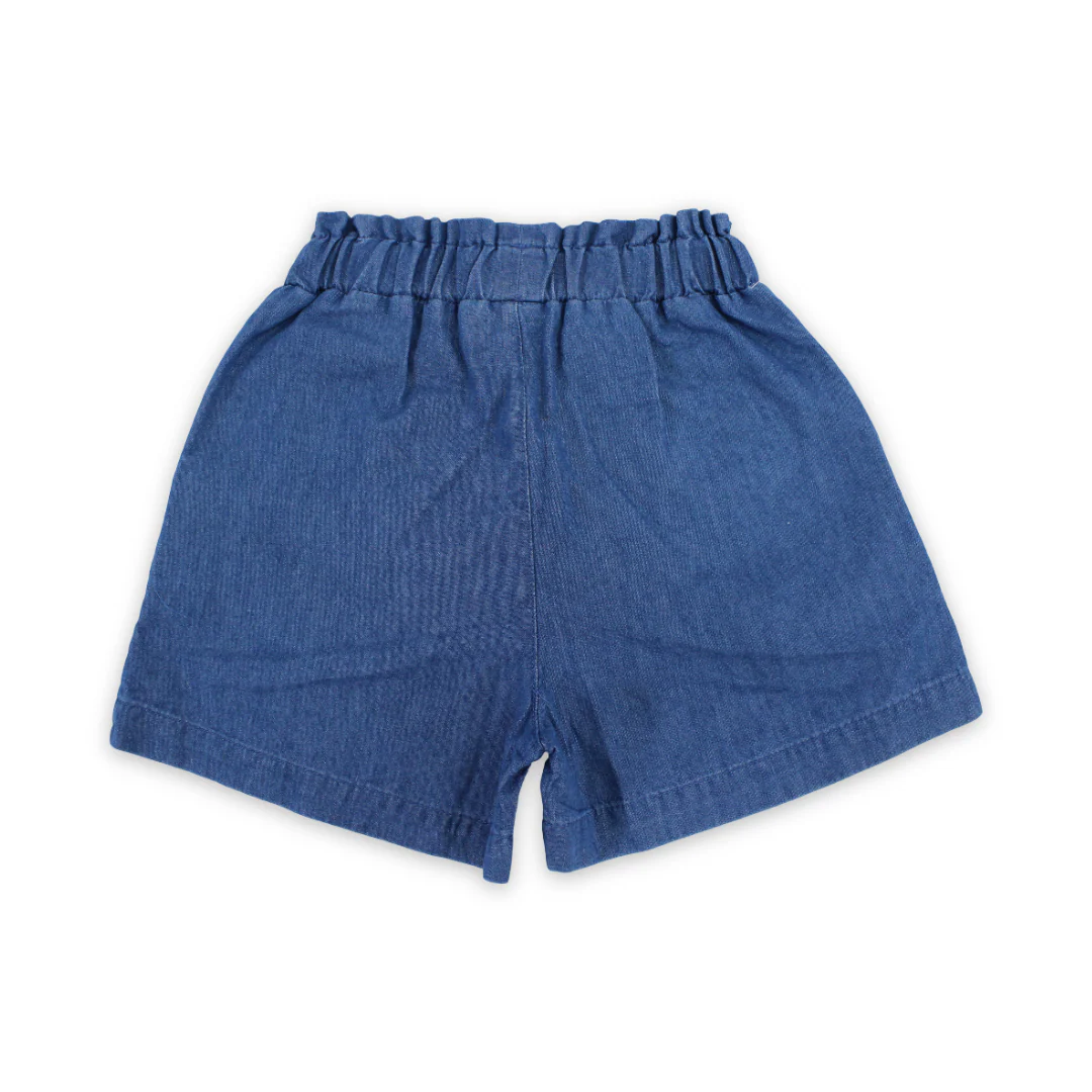 Girls Denim Short – Floral Embroidery - Image 2