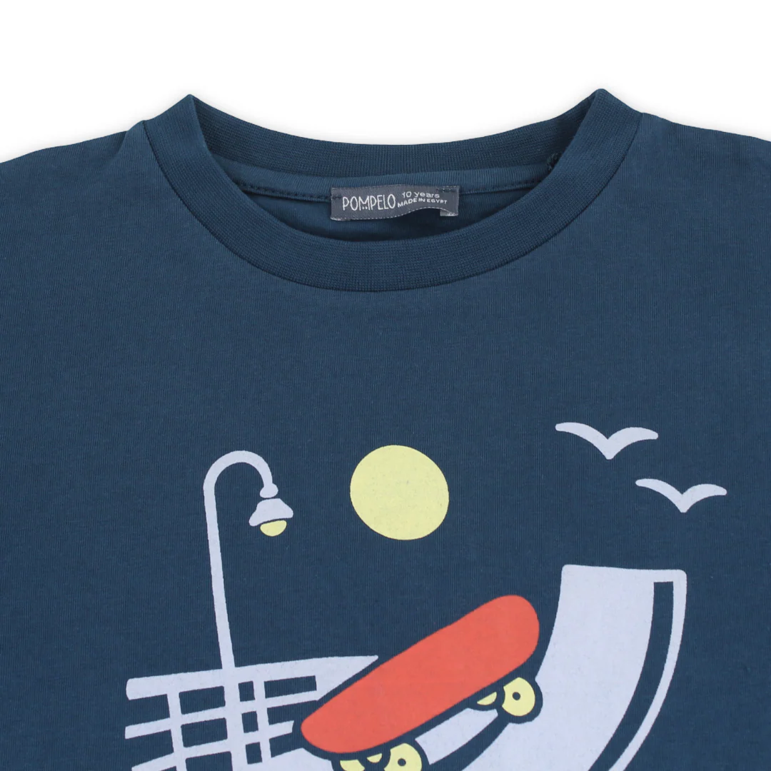 Boys Cotton T-Shirt – Petrol Blue - Image 3