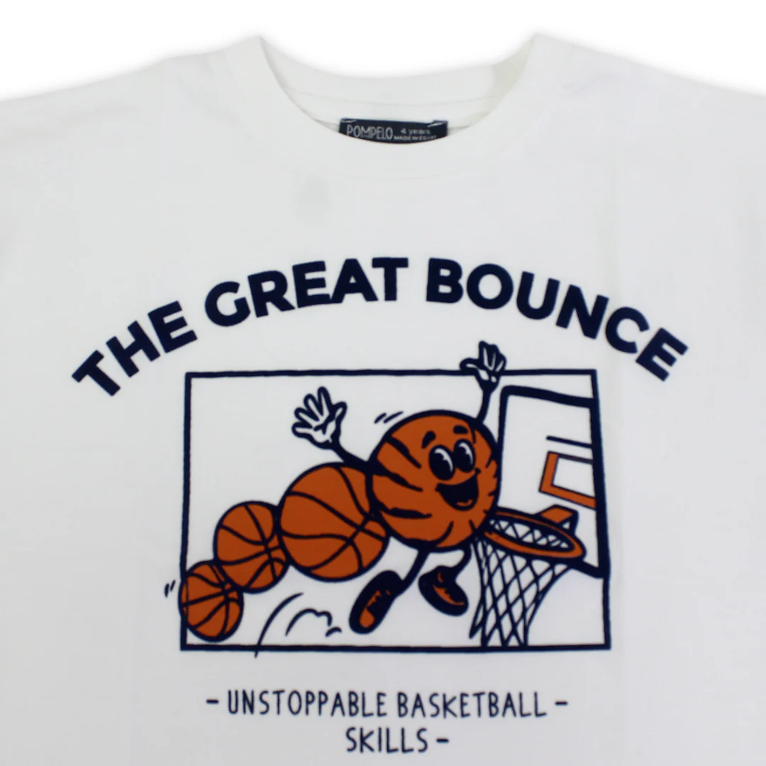 Boys Cotton T-Shirt – Off-White with "The Great Bounce" Print - Image 3