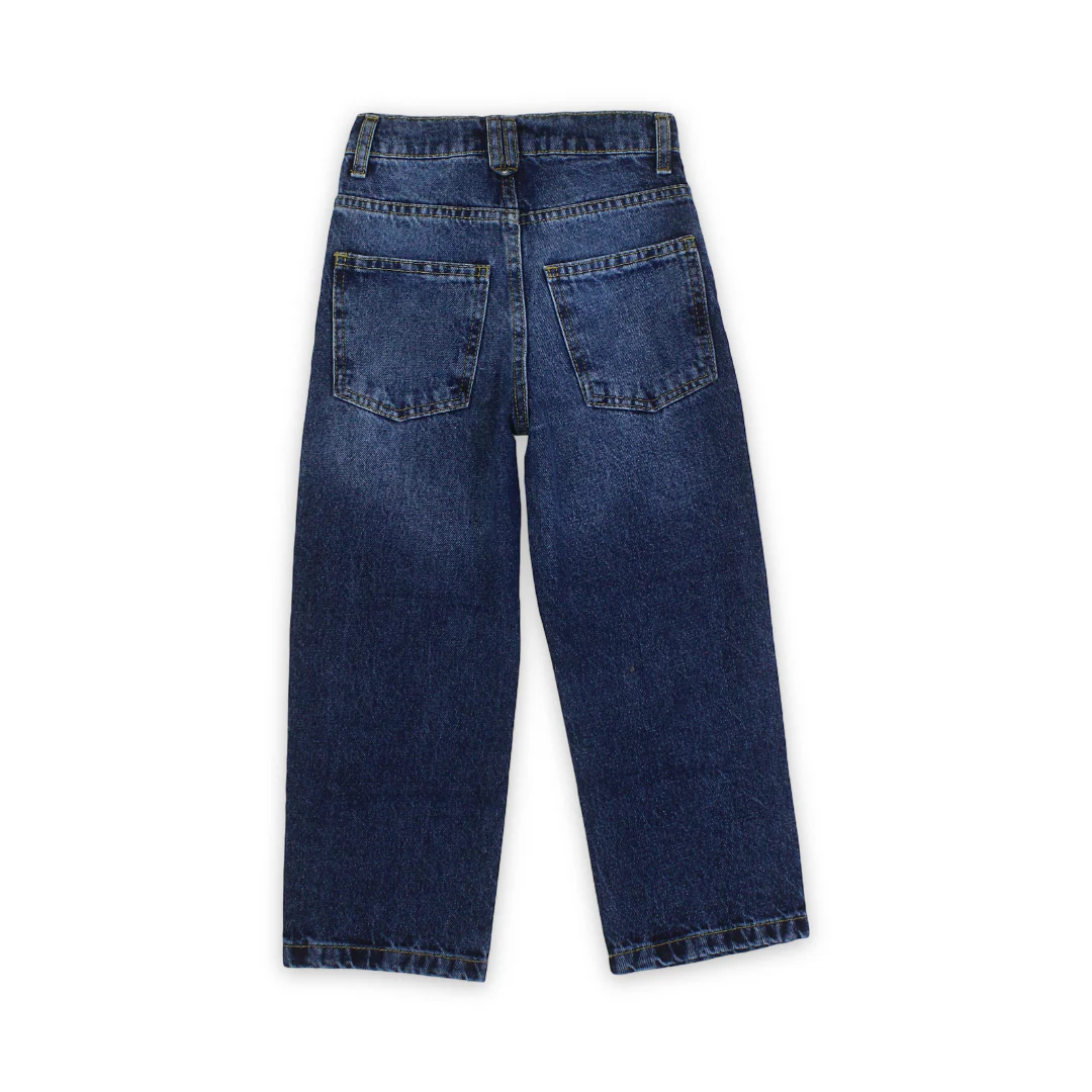 Boys Cotton Denim Pants – Dark Blue - Image 2