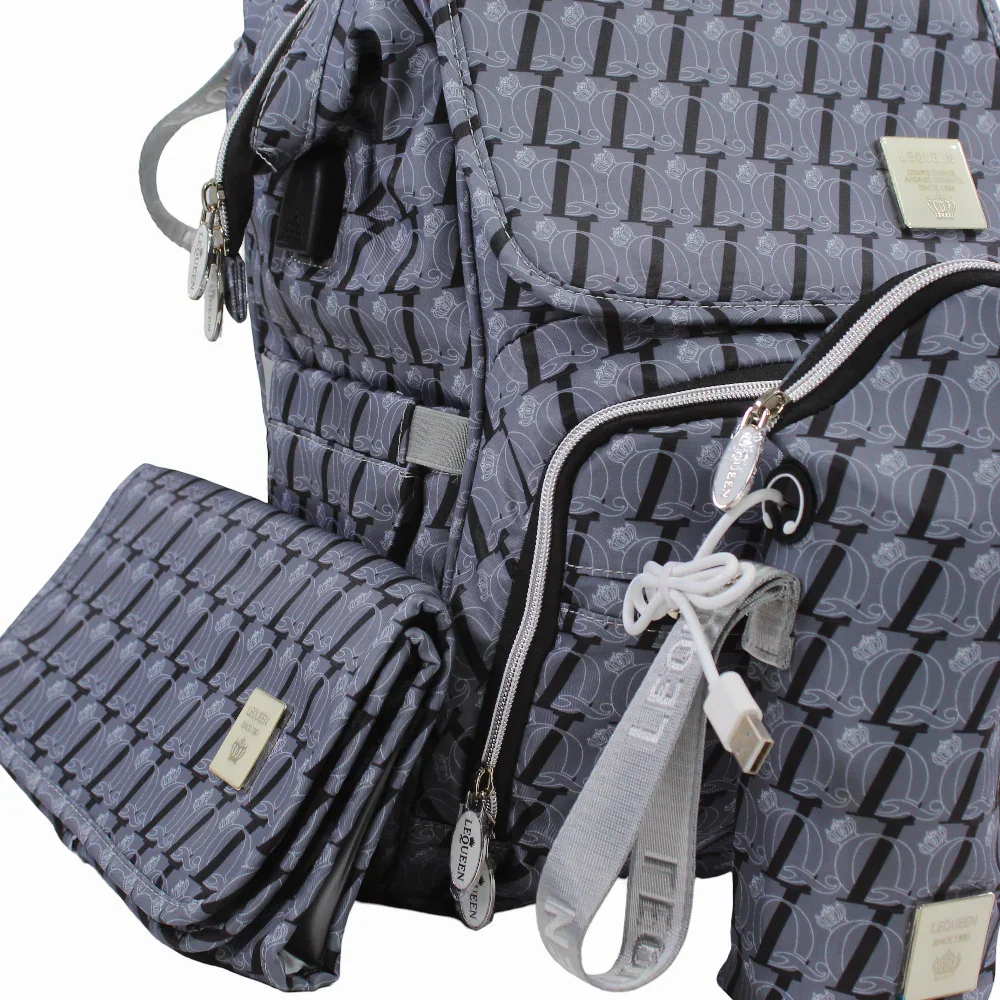 LeQueen Diamond 8th Special Edition Soft Waterproof Diaper Bag - Grey - Image 4
