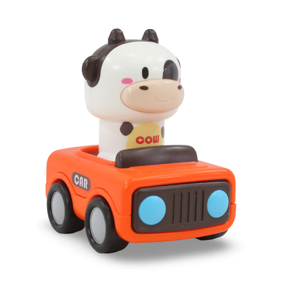 Press & Go Cow Car Figure – Orange