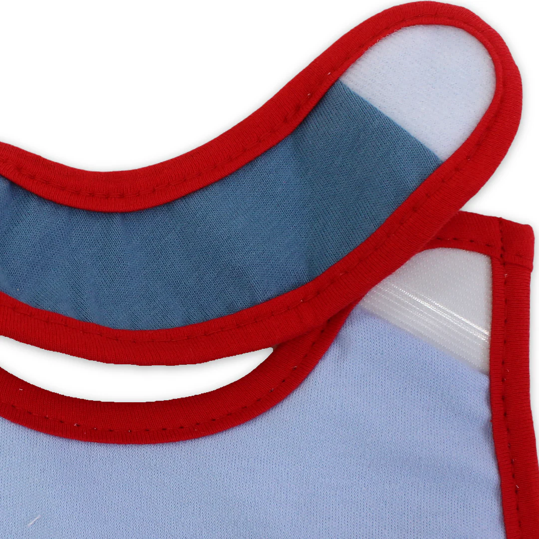 Cotton Baby Bib – Baby Blue with "Beep" Embroidery - Image 3