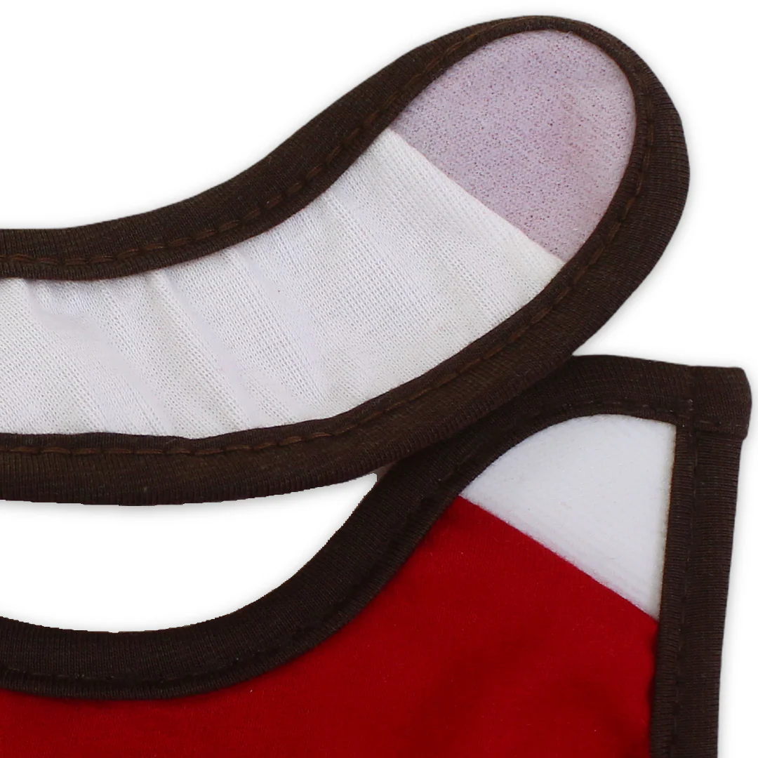 Cotton Baby Bib – Red with Bear Embroidery - Image 3