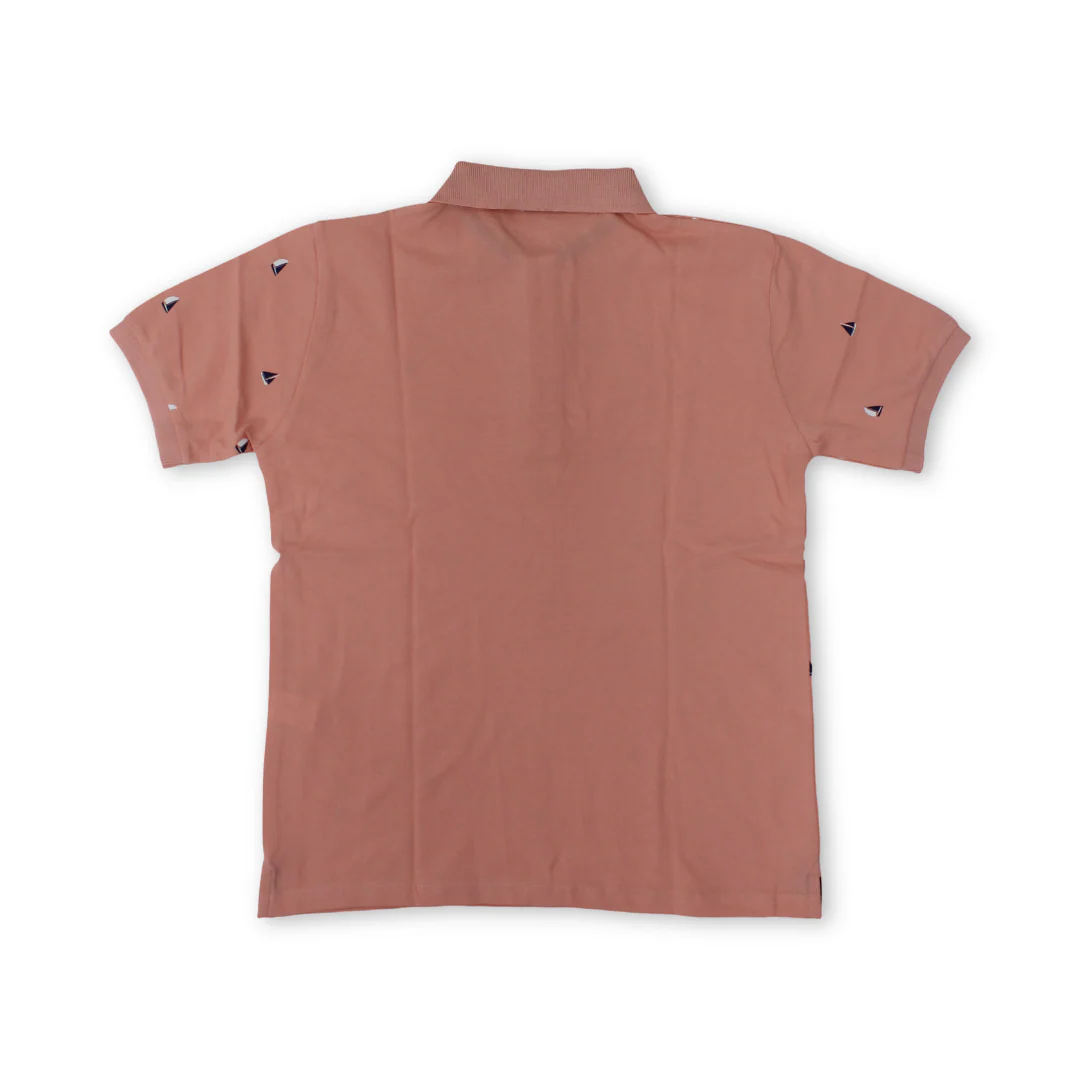 Boys Cotton Polo T-Shirt – Salmon - Image 2
