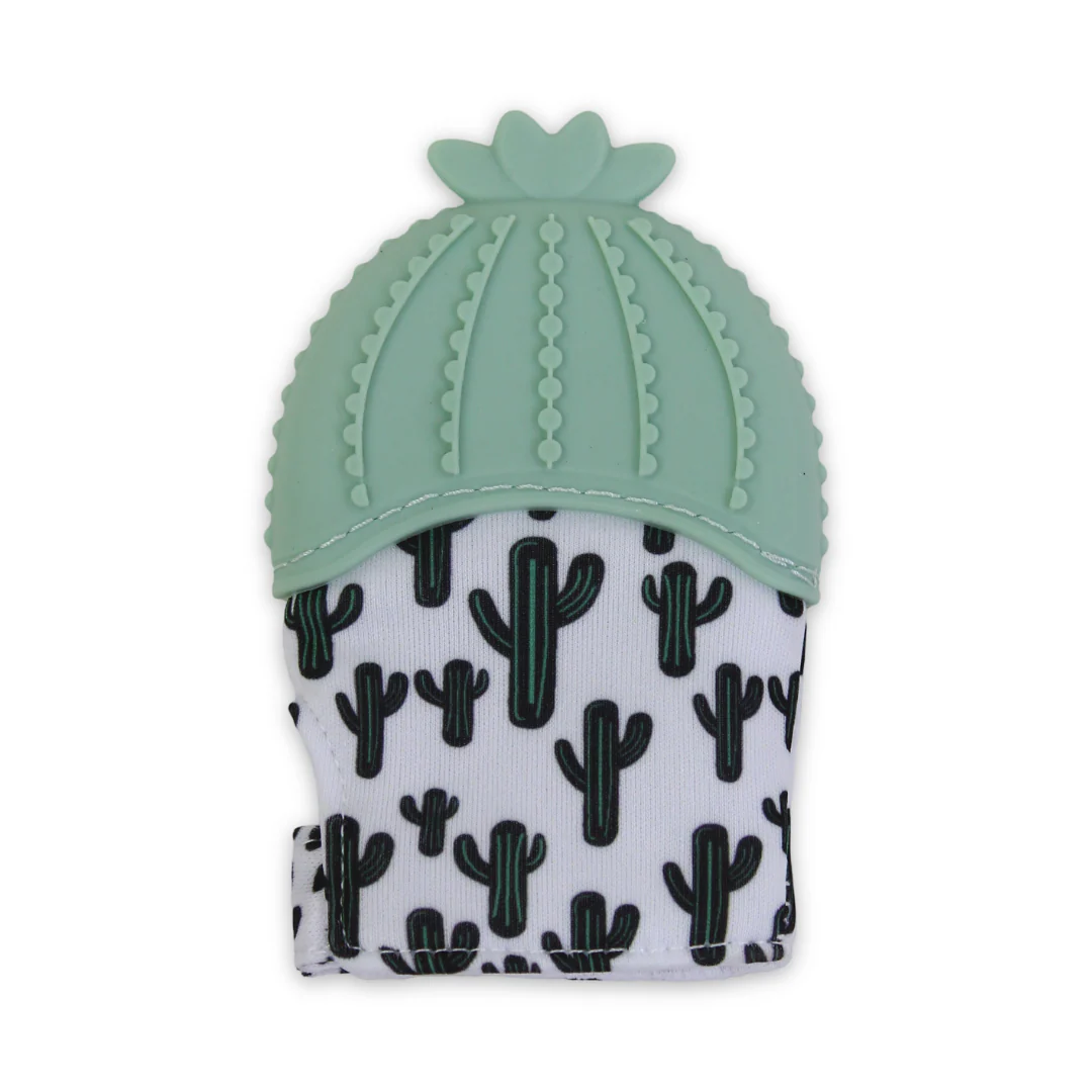 Silicone Baby Teether Gloves – Mint Cactus - Image 2