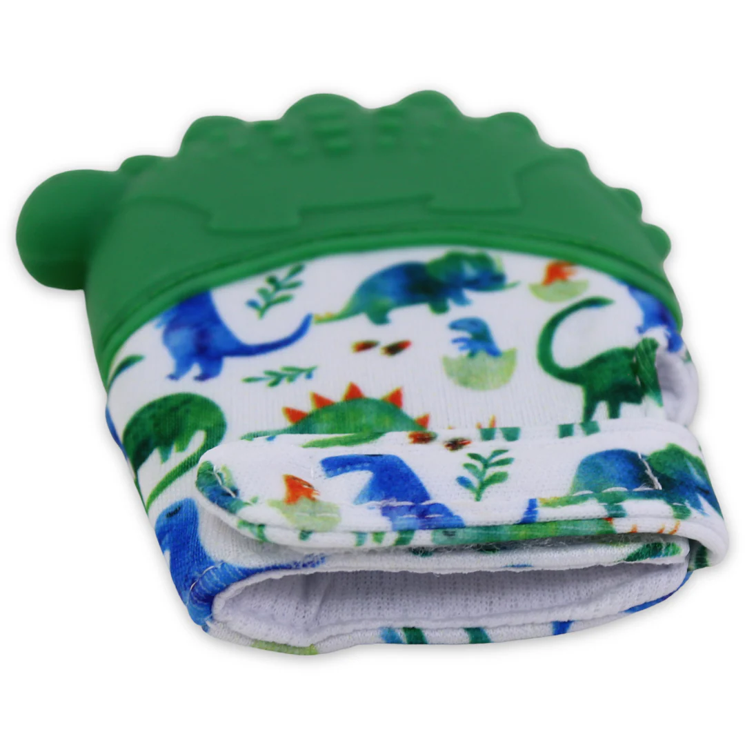 Silicone Baby Teether Gloves – Green Dino - Image 3