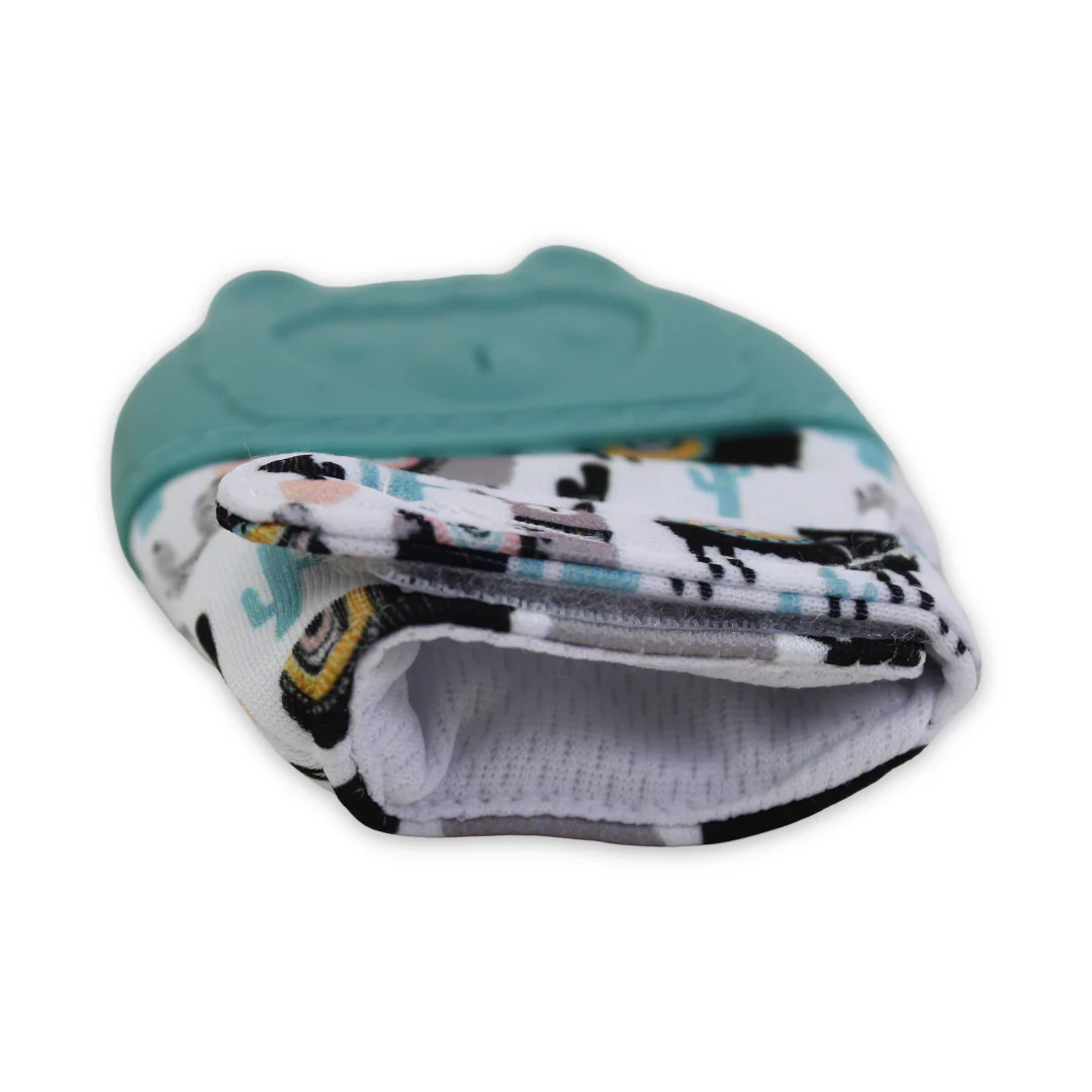 Silicone Baby Teether Gloves – Mint Llama - Image 3