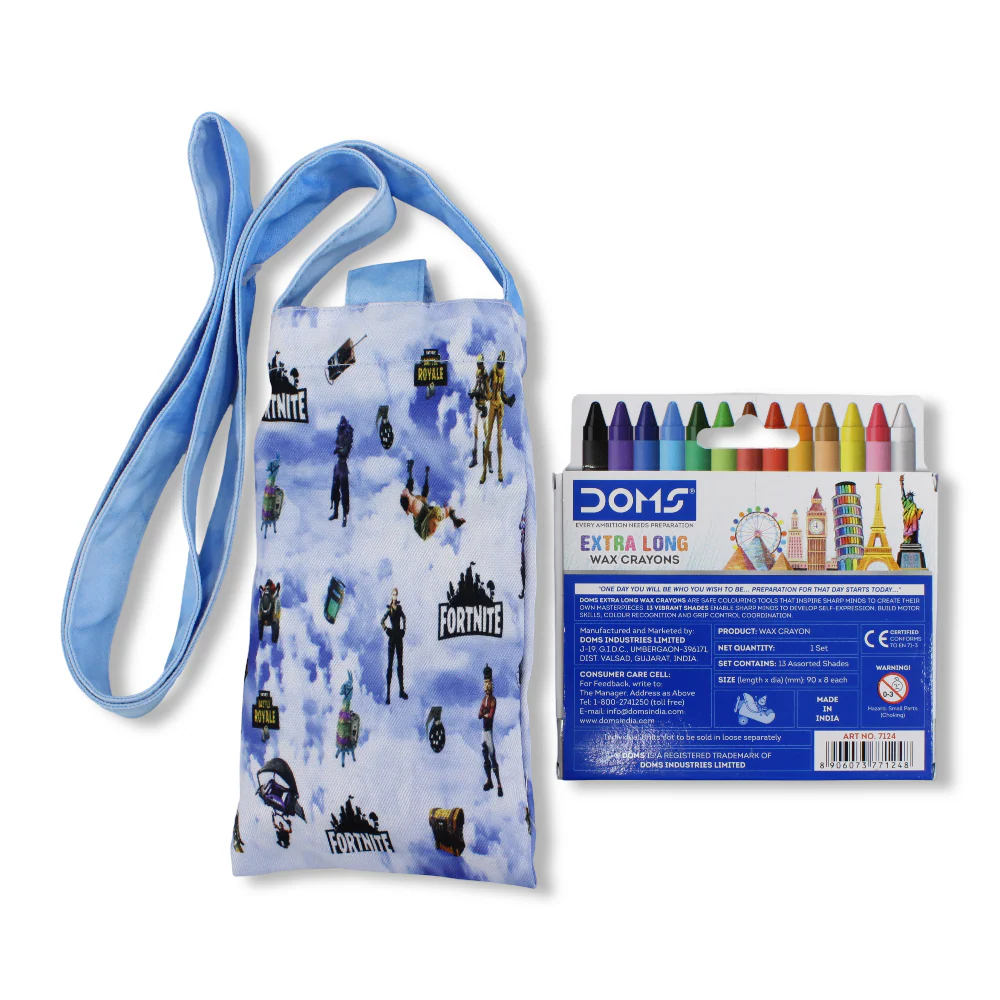 Fortnite Coloring Mobile Case with Extra Long Wax Crayons 12 Colours + 1 Silver - Image 2