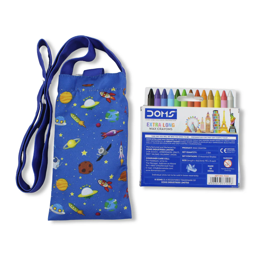 Space Coloring Mobile Case with Extra Long Wax Crayons 12 Colours + 1 Silver - Image 2