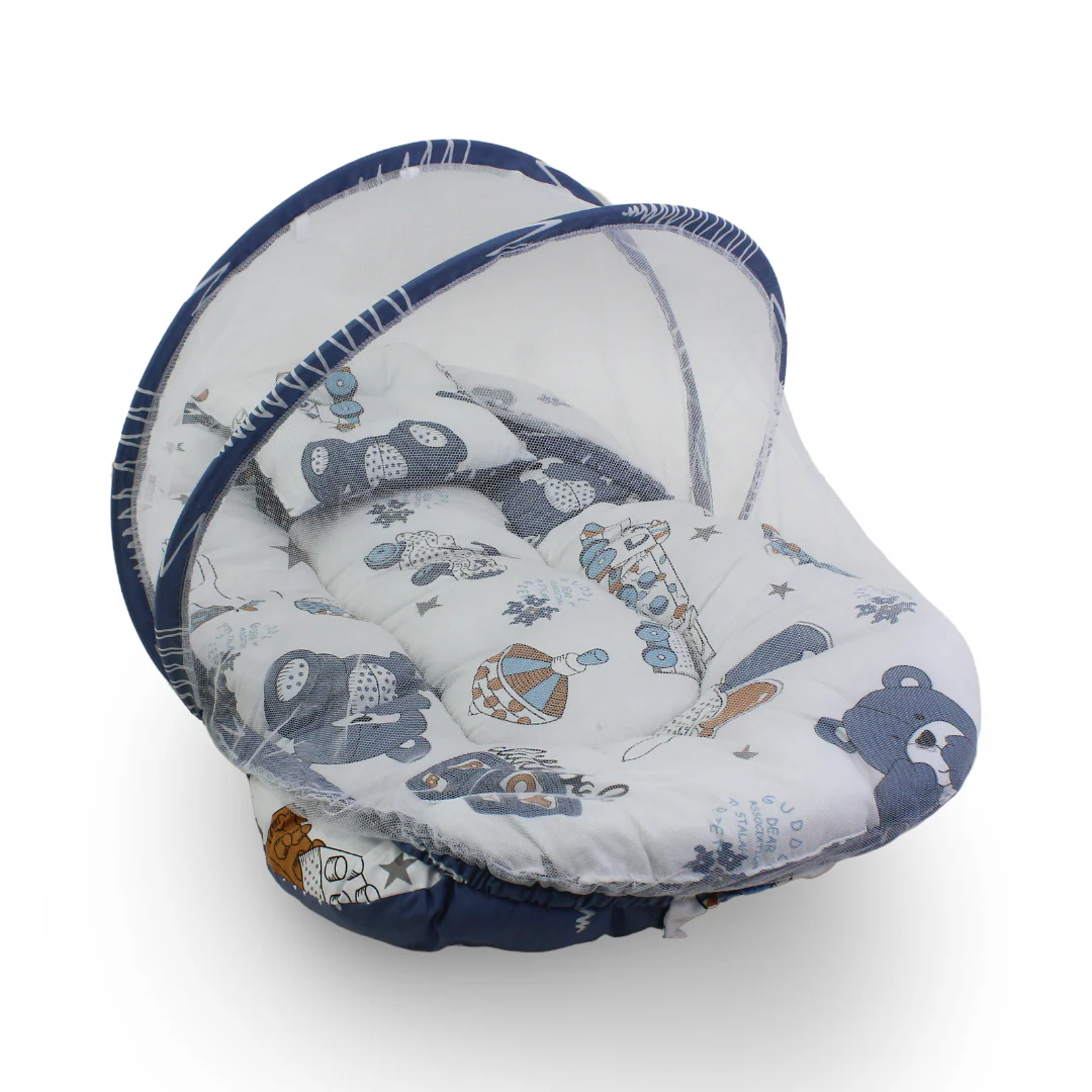 Kiddy Cotton Mosquito Net – Off-White with Teddy Bear Print