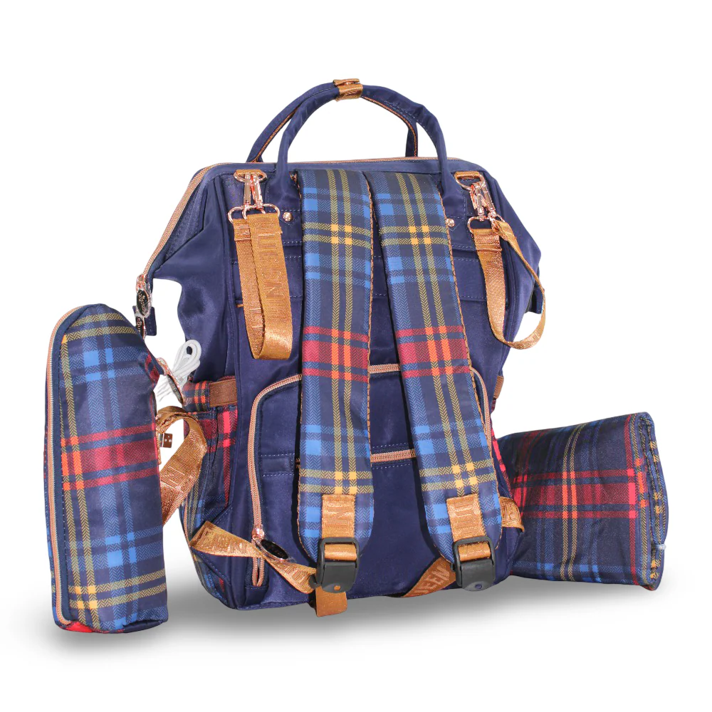 LeQueen Diamond 8th Special Edition Soft Waterproof Diaper Bag – Blue & Gold - Image 2