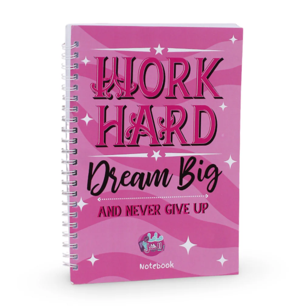 Work Hard Dream Big Spiral Notebook – Pink Motivational Design