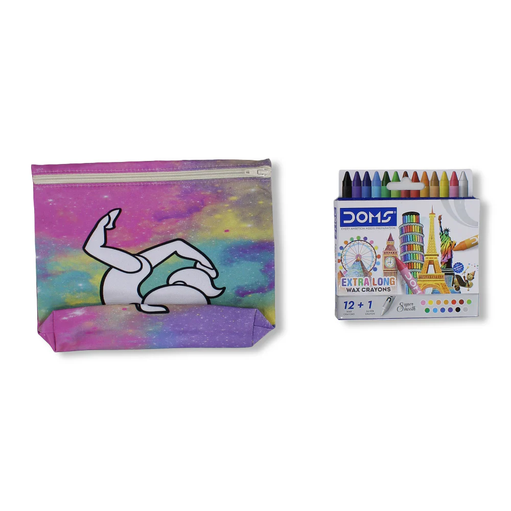 Gymnastics Coloring Pencil Case with Extra Long Wax Crayons 12 Colours + 1 Silver - Image 2