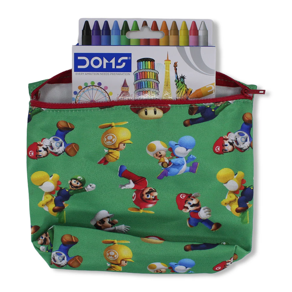 Super Mario Coloring Pencil Case with Extra Long Wax Crayons 12 Colours + 1 Silver - Image 3
