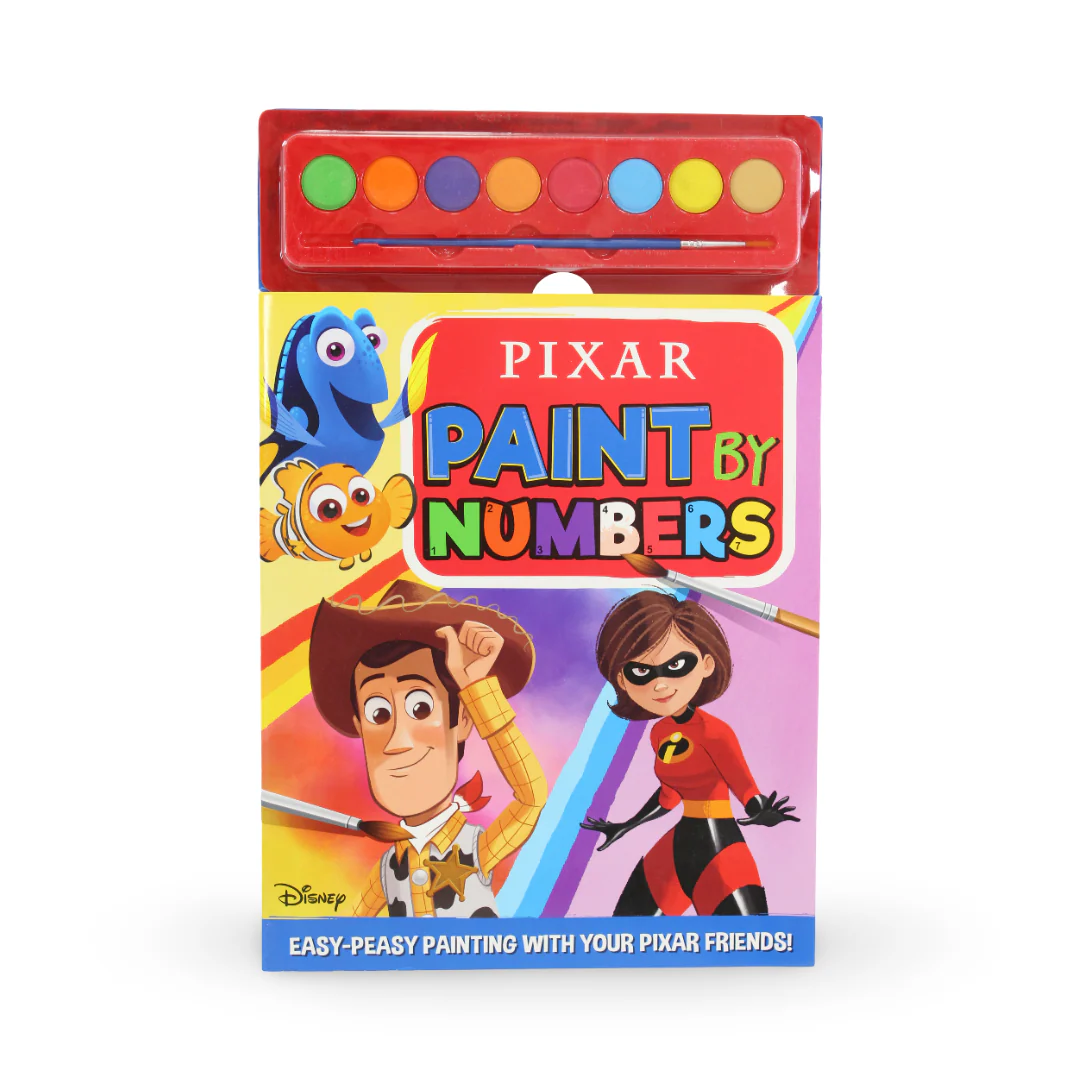 Igloo Books Disney Pixar Paint by Numbers Colouring Book + Watercolour Palette - Image 2