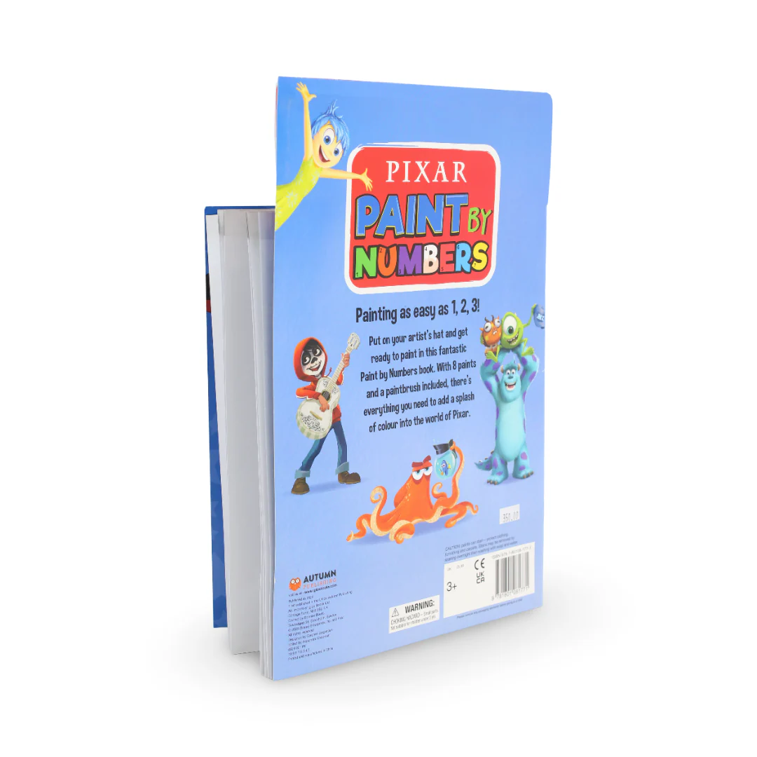 Igloo Books Disney Pixar Paint by Numbers Colouring Book + Watercolour Palette - Image 3