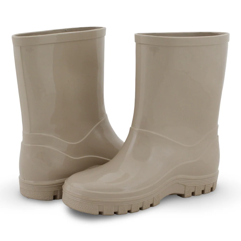 Unisex Rubber Rain Boots – Beige - Image 2