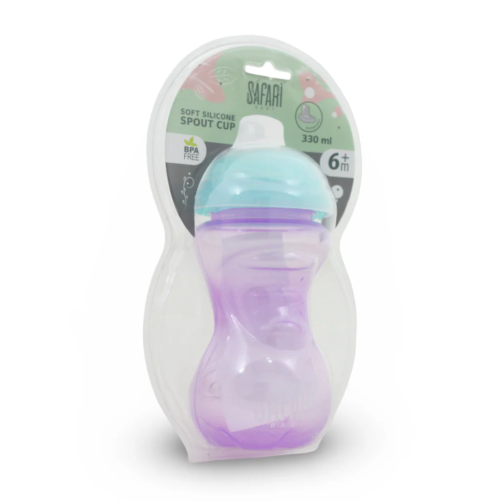 Safari Baby Soft Silicone Spout Cup 330ml +6m – Purple - Image 2
