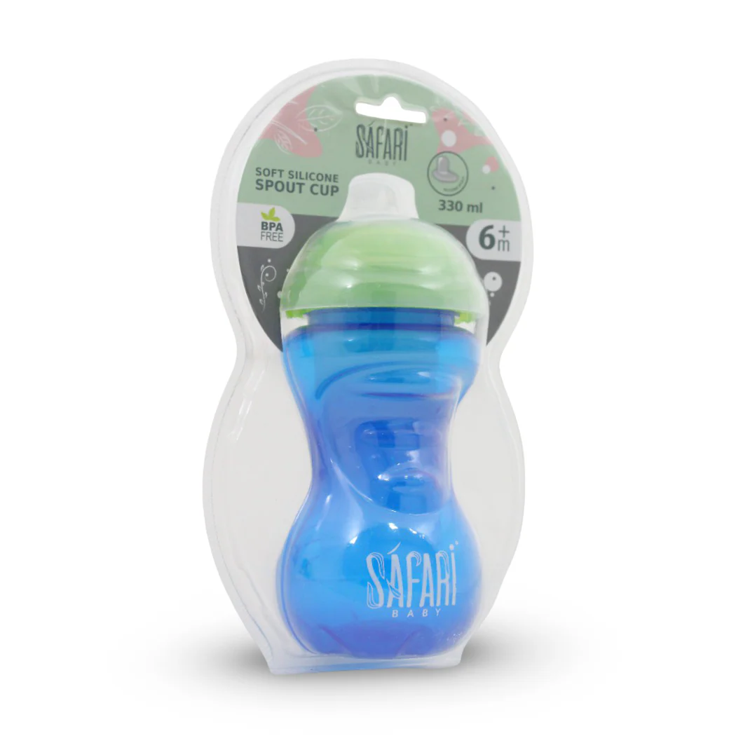 Safari Baby Soft Silicone Spout Cup 330ml +6m – Blue - Image 2
