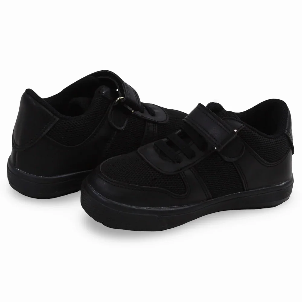 Unisex Leather Sneakers - Black - Image 2