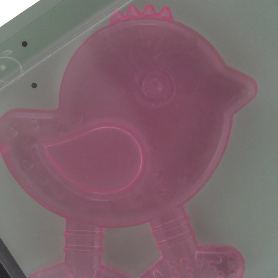 Safari Silicone Baby Teether 3m+ – Pink with Bird Design - Image 3