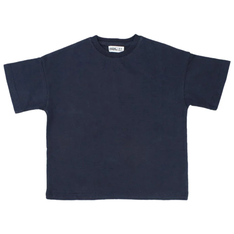 Unisex Plain Navy Short-Sleeved T-Shirt - Image 4