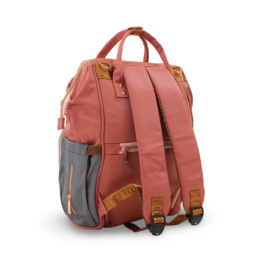 LeQueen Diamond 8th Generation Diaper Backpack – Striped Grey & Orange - Image 2