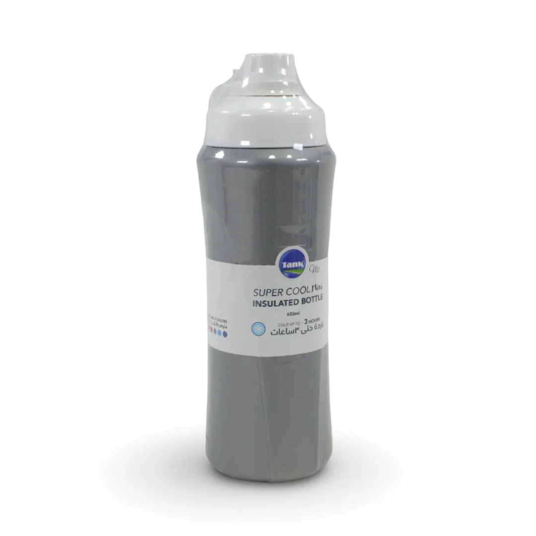 Tank Insulated Plastic Water Bottle Mini Super Cool 650ml – Silver