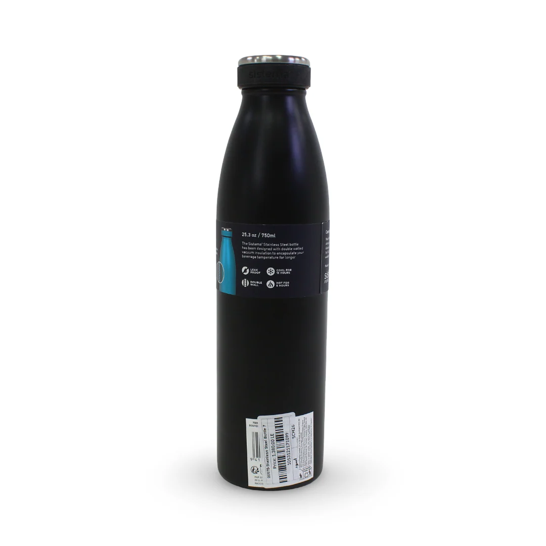 Sistema Stainless Steel Water Bottle 750ml – Black - Image 2