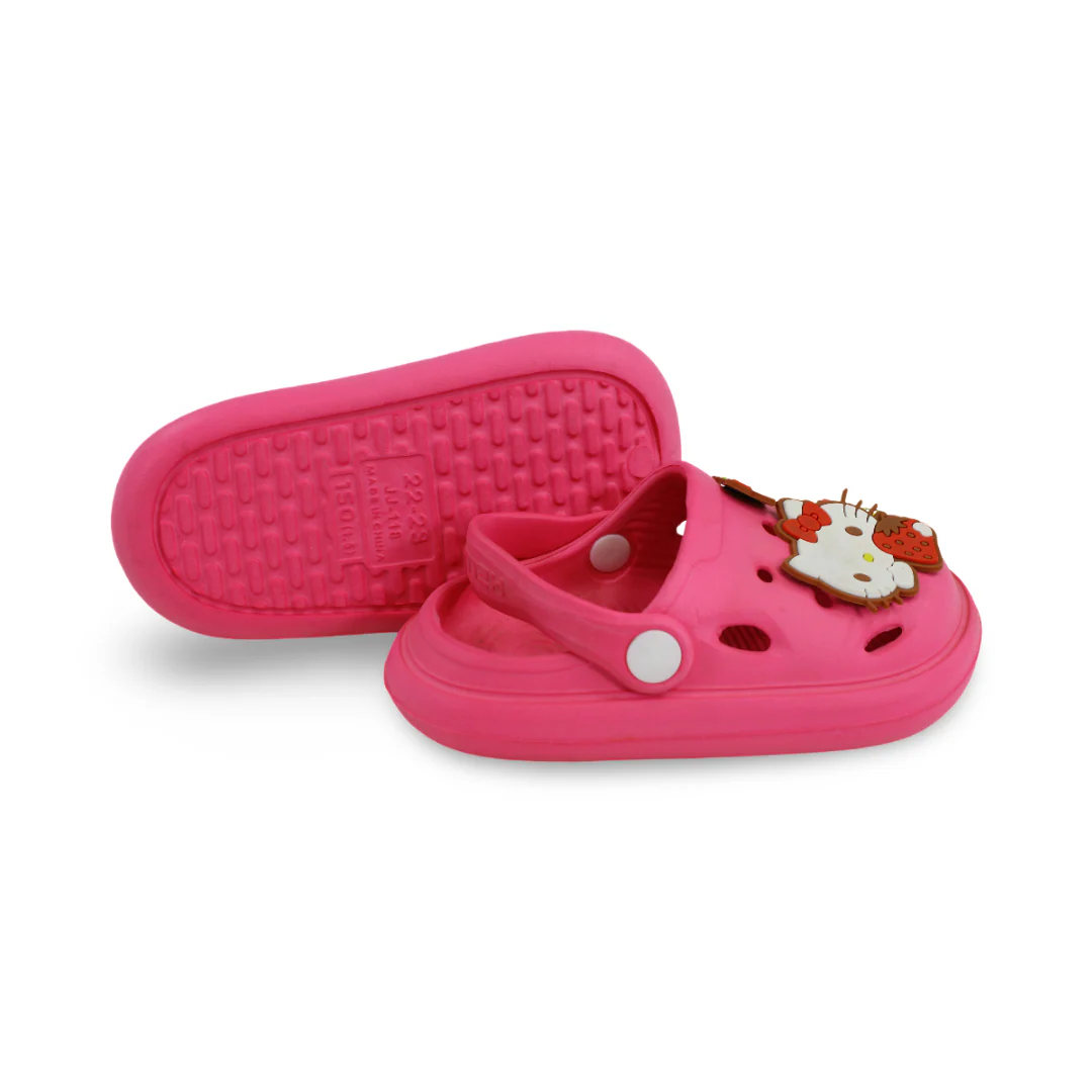 Baby Girls Rubber Crocs – Fuchsia with Hello Kitty Design - Image 3