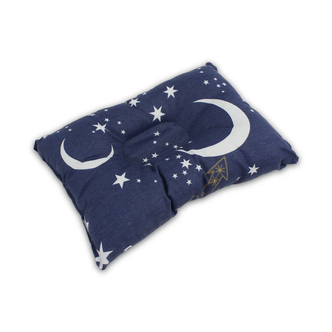 Cotton Small Pillow – Navy with Stars and Crescent Print