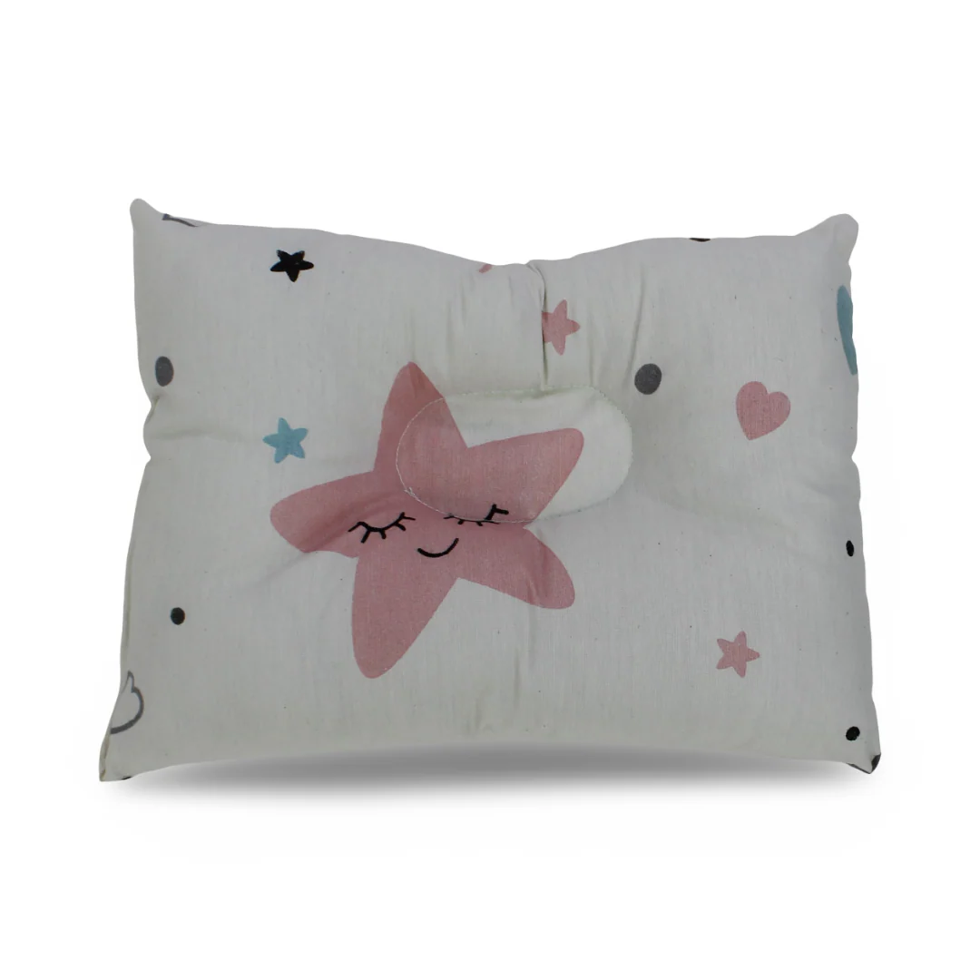 Cotton Small Pillow – Off-White with Stars Print