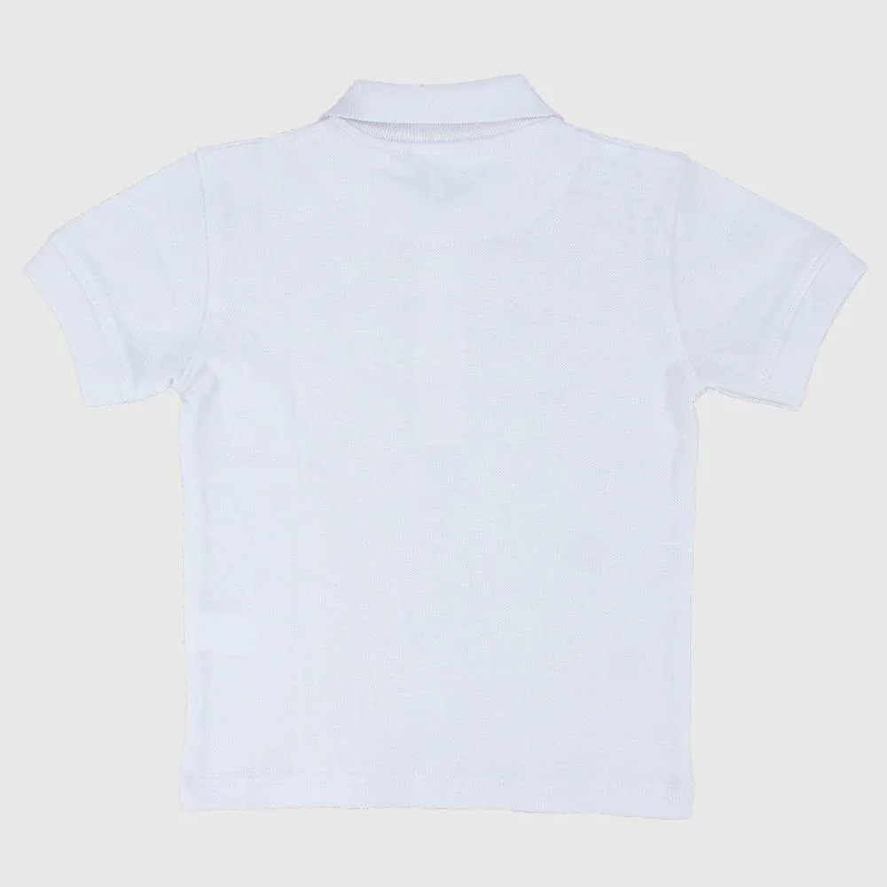 White Short-Sleeved Polo Shirt - Image 3