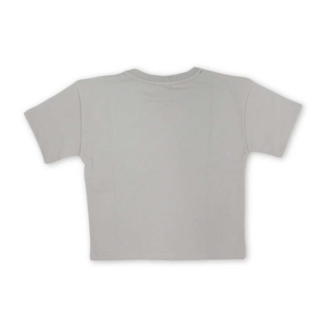 Boys Cotton T-Shirt – Beige with "Just Keep Moving" Print - Image 2