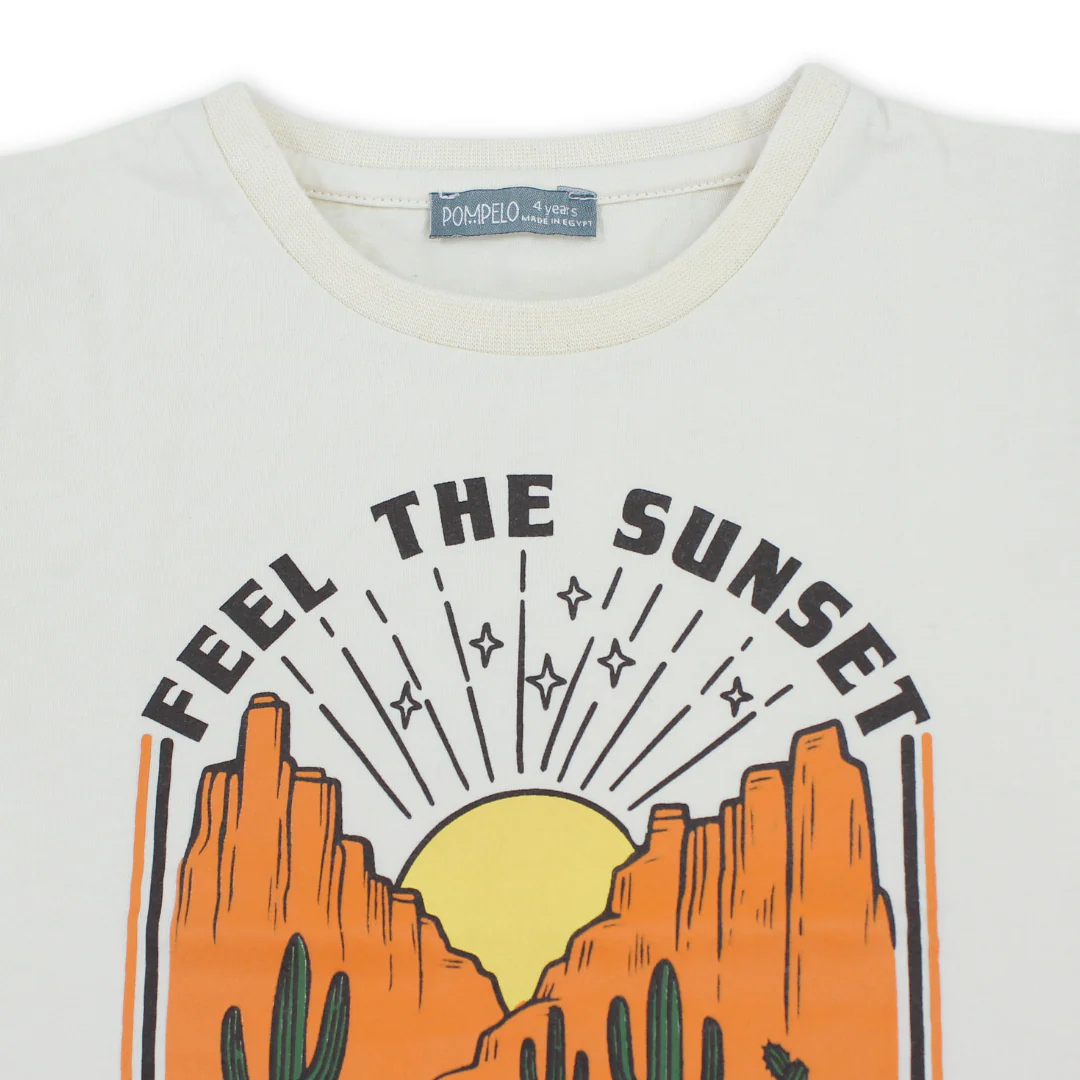 Boys Cotton T-Shirt – Off-White with "Desert Vibes" Print - Image 3