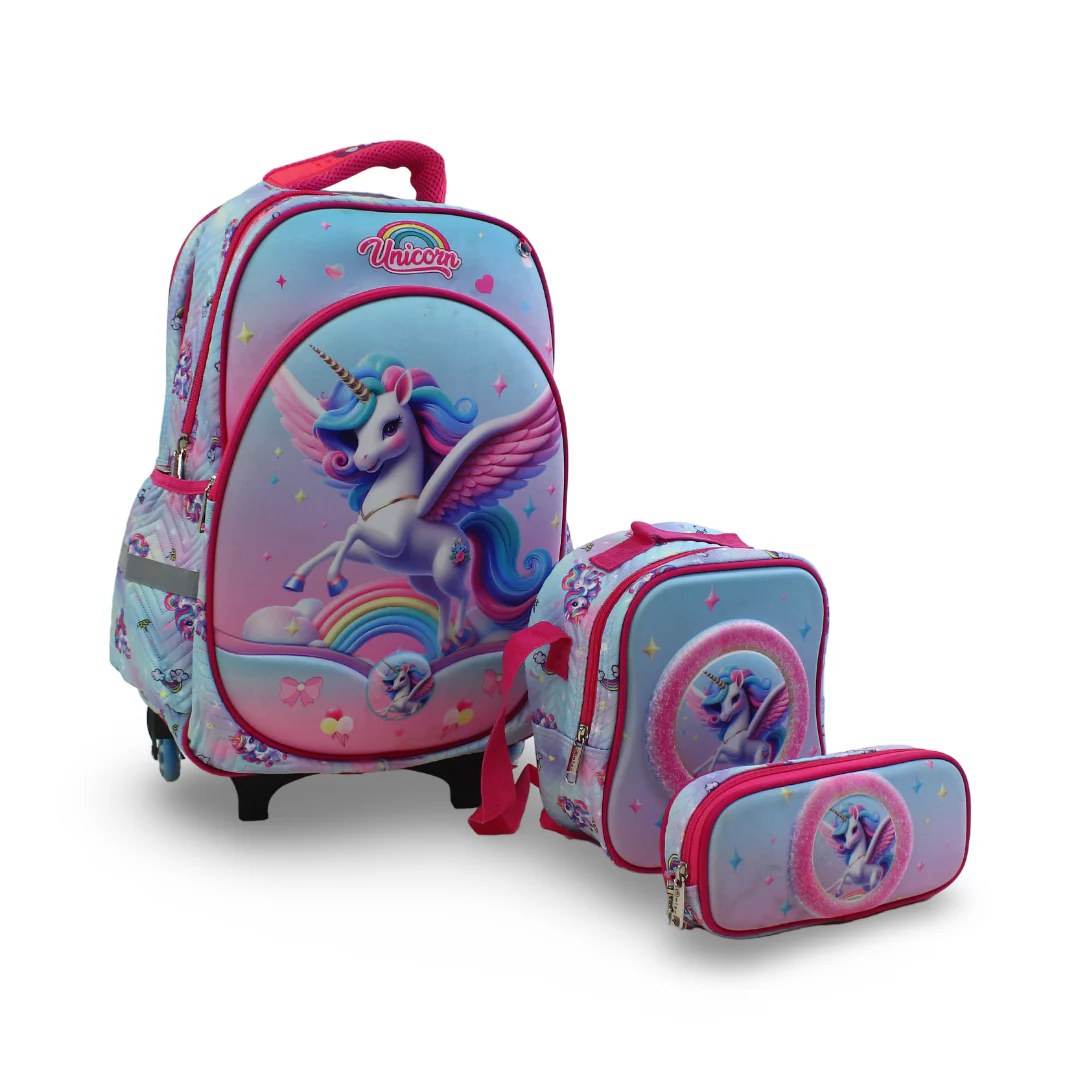 Migo School Set Unicorn Trolley Bag 16 Inches – Baby Blue